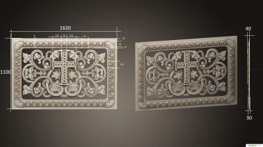 Church panel (Composition in a rectangle with a cross in the center version2, PC_0382) 3D models for cnc