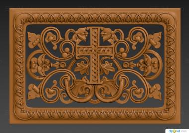 Church panel (Composition in a rectangle with a cross in the center version2, PC_0382) 3D models for cnc