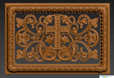 Church panel (Panel with a cross in the center, PC_0384) 3D models for cnc