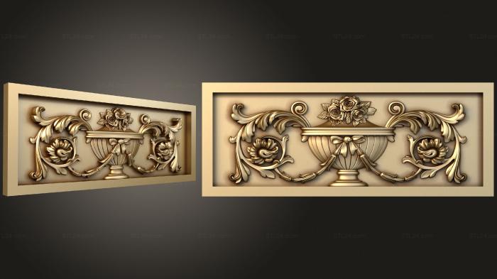 Horisontal panel (Pattern with vase and decors, PG_0357) 3D models for cnc