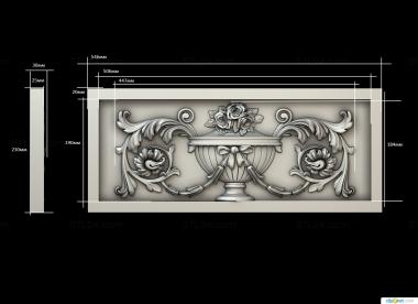 Панели горизонтальные (Узор с вазой и декорами, PG_0357) 3D модель для ЧПУ станка