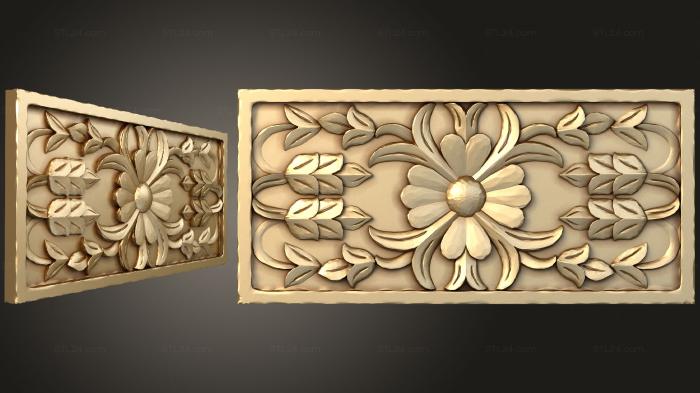 Horisontal panel (Facades with floral decor, PG_0359) 3D models for cnc