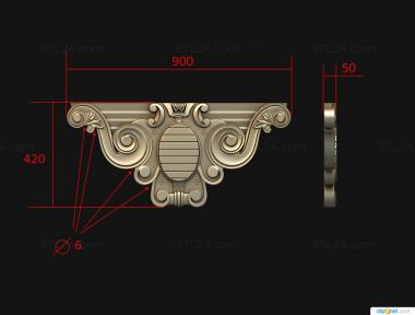 Horisontal panel (Fireplace fragment central part, PG_0363) 3D models for cnc