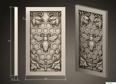 Vertical panel (Platbands with a bee, PV_0530) 3D models for cnc