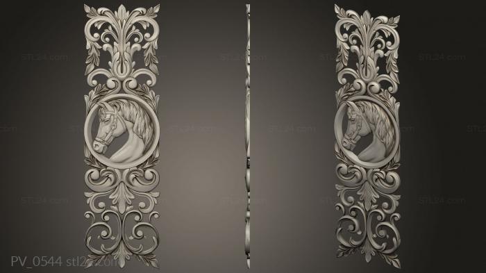 Vertical panel (Horses head in an ornament, PV_0544) 3D models for cnc