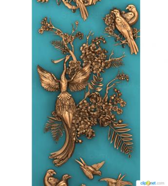 Vertical panel (Panel with birds, PV_0548) 3D models for cnc