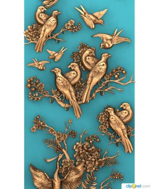 Vertical panel (Panel with birds, PV_0548) 3D models for cnc