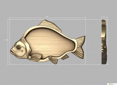 Art panel (Carp serving board, PD_0505) 3D models for cnc