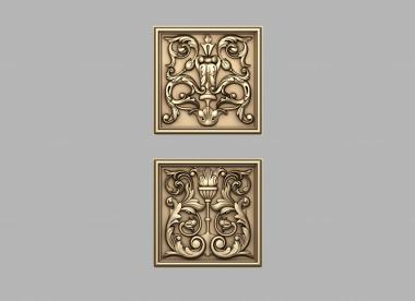 Art panel (Square door decor, PD_0542) 3D models for cnc