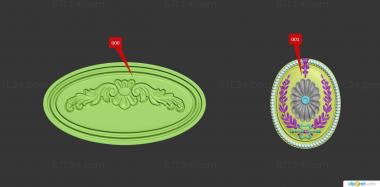 Art panel (Round panel with recessed decor, PD_0543) 3D models for cnc