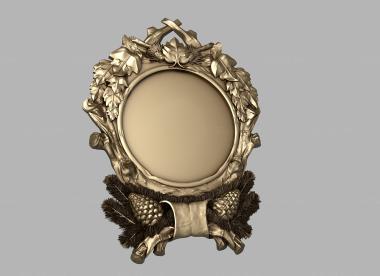 Art panel (Round frame with oak leaves, PD_0544) 3D models for cnc