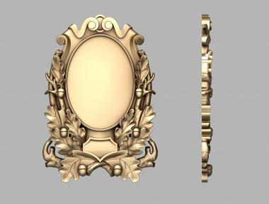 Art panel (Round frame with oak leaves, PD_0544) 3D models for cnc