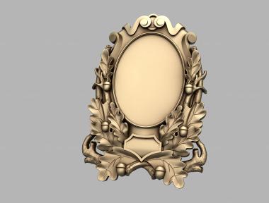 Art panel (Round frame with oak leaves, PD_0544) 3D models for cnc