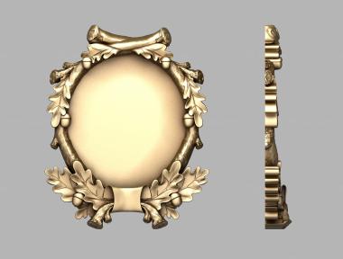 Art panel (Round frame with oak leaves, PD_0544) 3D models for cnc