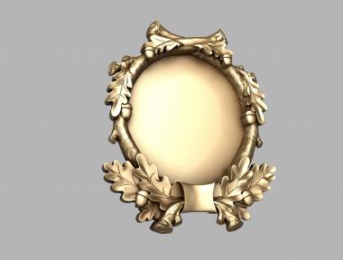 Art panel (Round frame with oak leaves, PD_0544) 3D models for cnc