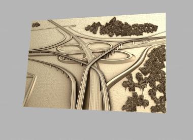 Art panel (Crossroad panel with roads, PD_0559) 3D models for cnc