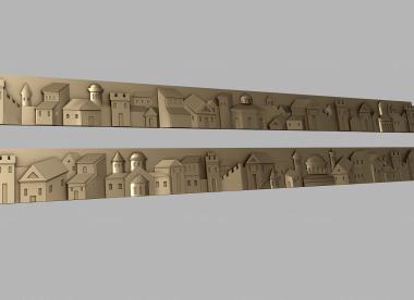 Art panel (Panel frieze horizontal City, PD_0561) 3D models for cnc