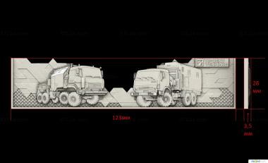 Art panel (Coaster with KamAZ trucks, PD_0563) 3D models for cnc