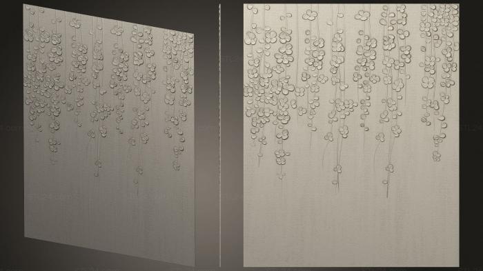 Art panel (Panel of falling flowers, PD_0581) 3D models for cnc