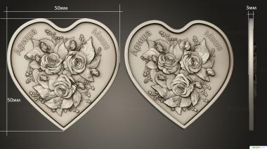 Art panel (Bouquet of roses on the heart version1, PD_0589) 3D models for cnc