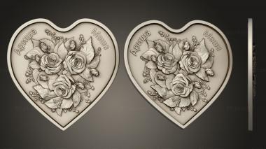 Art panel (Bouquet of roses on the heart version1, PD_0589) 3D models for cnc