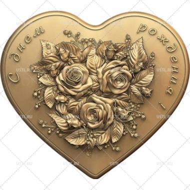 Art panel (Bouquet of roses on the heart version1, PD_0589) 3D models for cnc