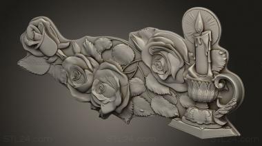 Art panel (Candle and roses, PD_0595) 3D models for cnc