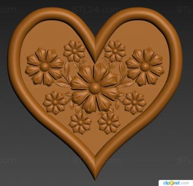 Art panel (Flowers inside the heart, PD_0605) 3D models for cnc