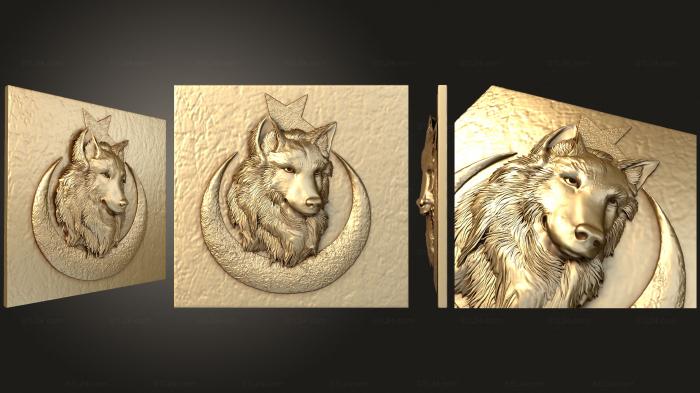 Art pano (Wolf in crescent, PH_0350) 3D models for cnc