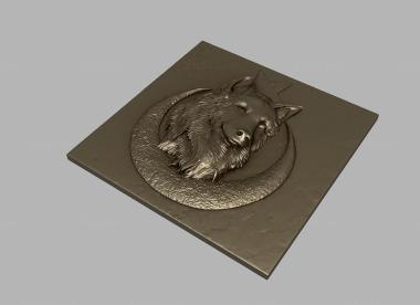 Панно художественные (Волк в полумесяце, PH_0350) 3D модель для ЧПУ станка