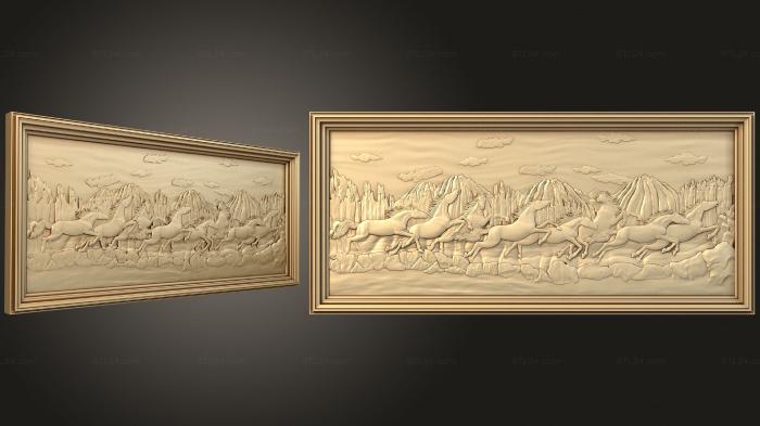 Art pano (Horses running on the prairie, PH_0380) 3D models for cnc