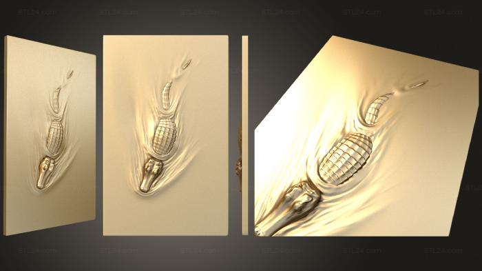 Art pano (Crocodile swimming, PH_0381) 3D models for cnc