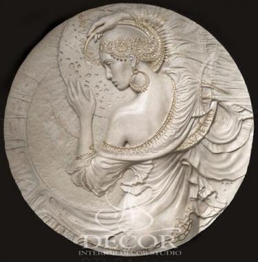 Панно художественные (Панно медальен с девушкой, PH_0399) 3D модель для ЧПУ станка