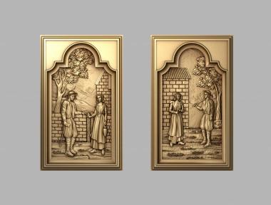 Art pano (Couple at the well in medieval style, PH_0412) 3D models for cnc