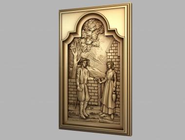 Art pano (Couple at the well in medieval style, PH_0412) 3D models for cnc