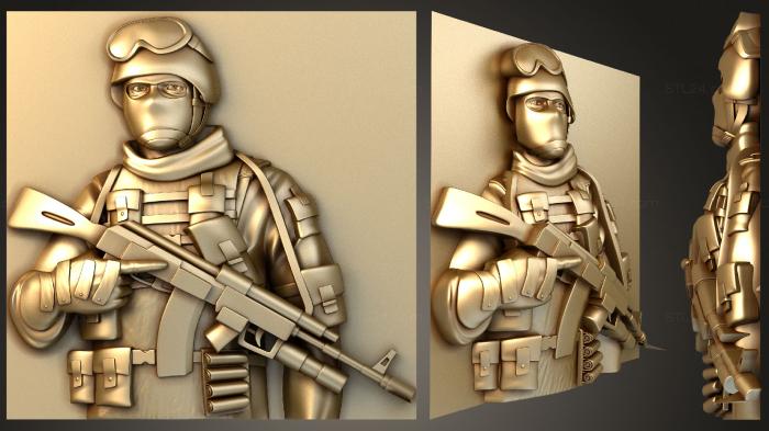 Art pano (Soldier with a machine gun, PH_0428) 3D models for cnc