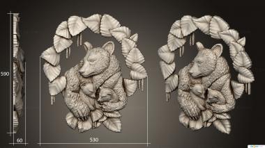 Art pano (Door panel bear with cubs version1, PH_0467) 3D models for cnc