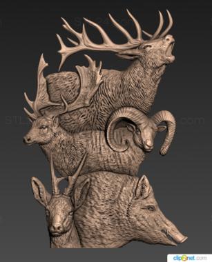 Art pano (Deer Elk Wild Boar, PH_0474) 3D models for cnc