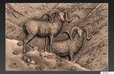 Art pano (Mountain goats, PH_0477) 3D models for cnc