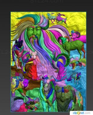 Art pano (Northern panel WITH YAKUT AND ANIMALS, PH_0499) 3D models for cnc