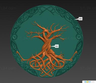 Панно художественные (Дерево иггдрассиль, PH_0505) 3D модель для ЧПУ станка
