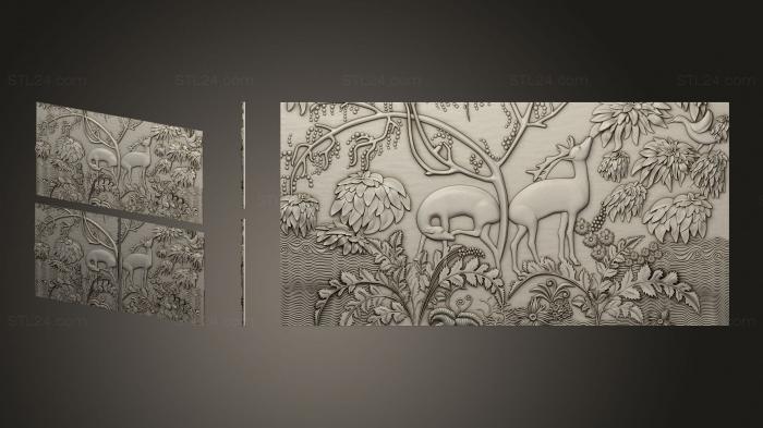 Art pano (Panel Deer in the forest, PH_0529) 3D models for cnc