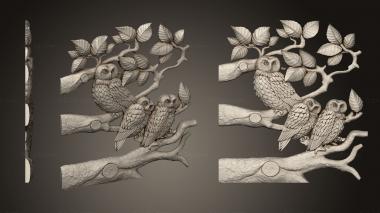 Art pano (Owl door panel on a tree branch, PH_0532) 3D models for cnc