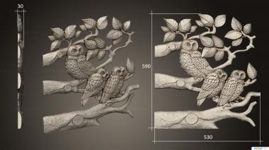 Art pano (Owl door panel on a tree branch, PH_0532) 3D models for cnc
