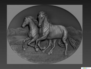 Art pano (Horses in the oval, PH_0534) 3D models for cnc