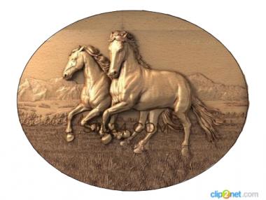 Панно художественные (Лошади в овале, PH_0534) 3D модель для ЧПУ станка