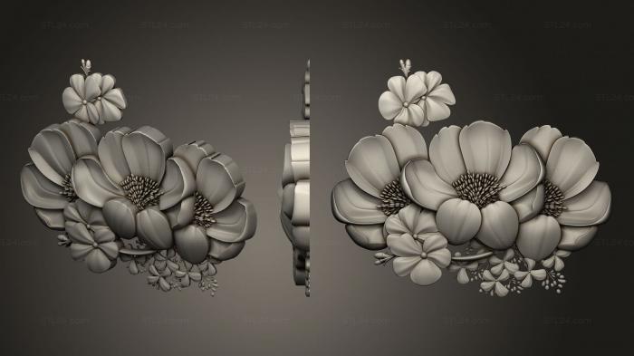Панно художественные (Цветы букетами, PH_0545) 3D модель для ЧПУ станка