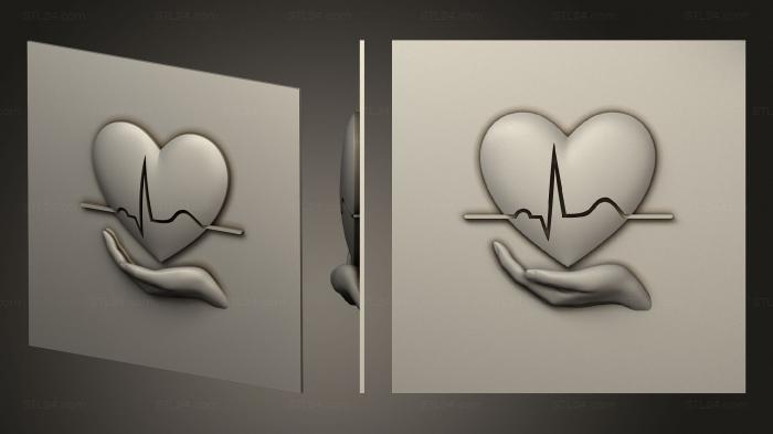 Панно художественные (Сердце с рукой, PH_0550) 3D модель для ЧПУ станка
