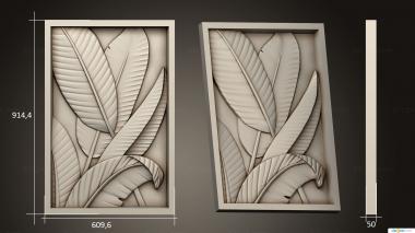 Панно художественные (Панно листья, PH_0552) 3D модель для ЧПУ станка
