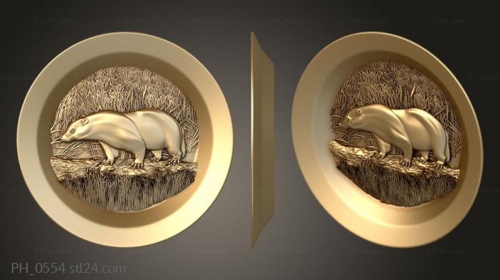 Plate with a panel of Badger in the Forest